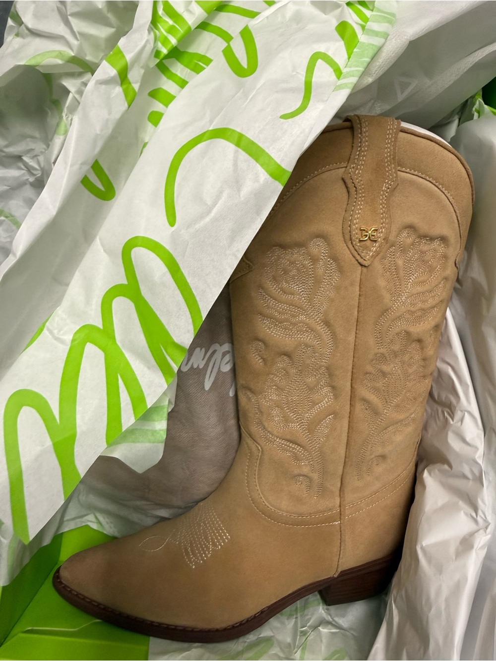 Sam Edelman Rue Western Boot Tan Suede Size 8 - Picture 2 of 4